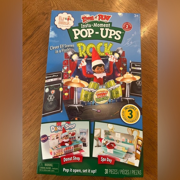 NWT elf on the shelf Insta-Moments Pop-Ups 3 pack Rock star donut shop - Picture 12 of 12